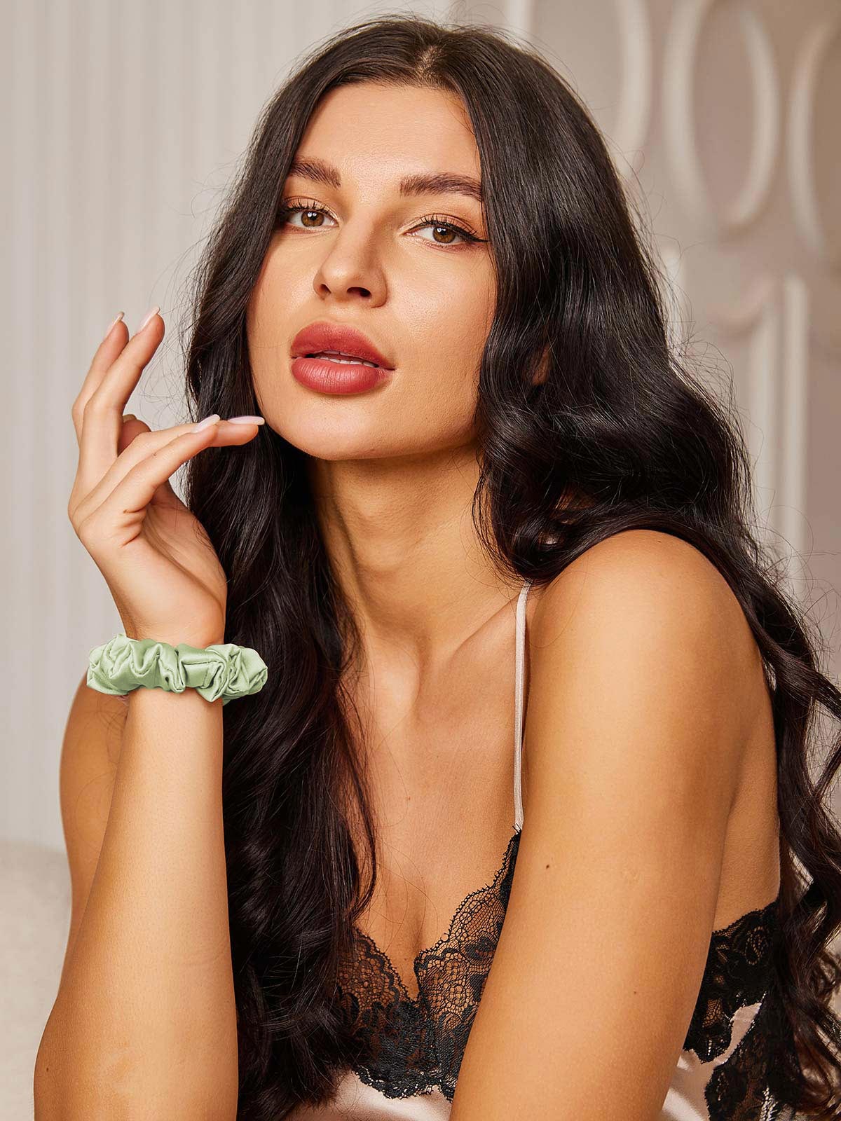 [Verde Chiaro] SilkSilky-IT Seta pura Scrunchie 003,