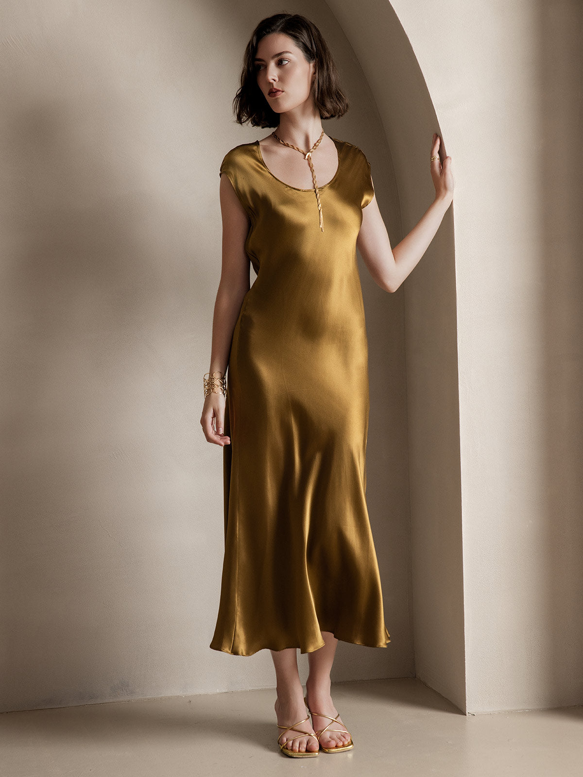 [Marrone] SilkSilky-IT 19Momme Seta Dress 007