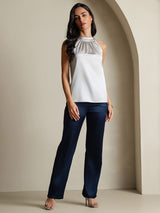 [Grigio Chiaro] SilkSilky-IT Sleeveless Halter Magliette donna 005