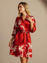 [Rosso Scuro] SilkSilky-IT 3/4 Sleeve Vestaglia da donna 006