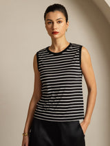 [Righe Nere] SilkSilky-IT Sleeveless Round Neck Cami 001