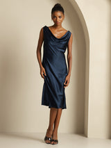 [Blu Scuro] SilkSilky-IT Sleeveless Cowl Neck Vestiti da donna 006