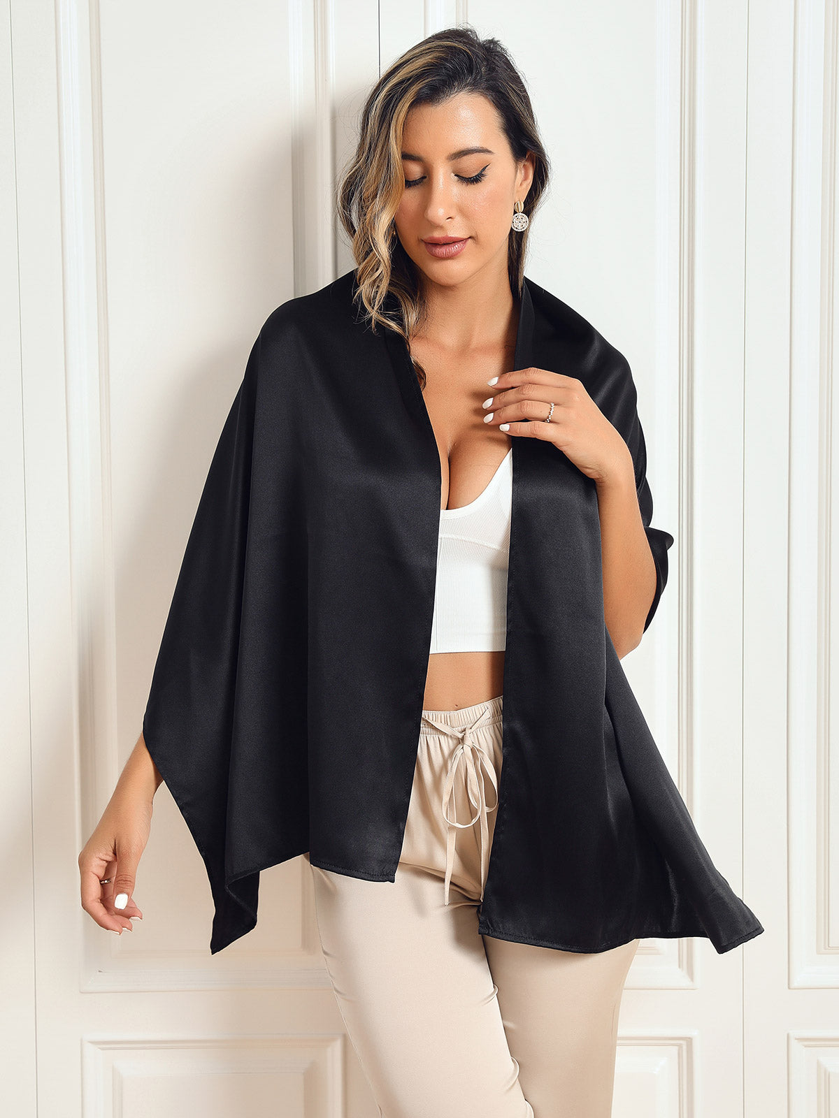 SilkSilky-IT Seta pura Scarf Nero 002