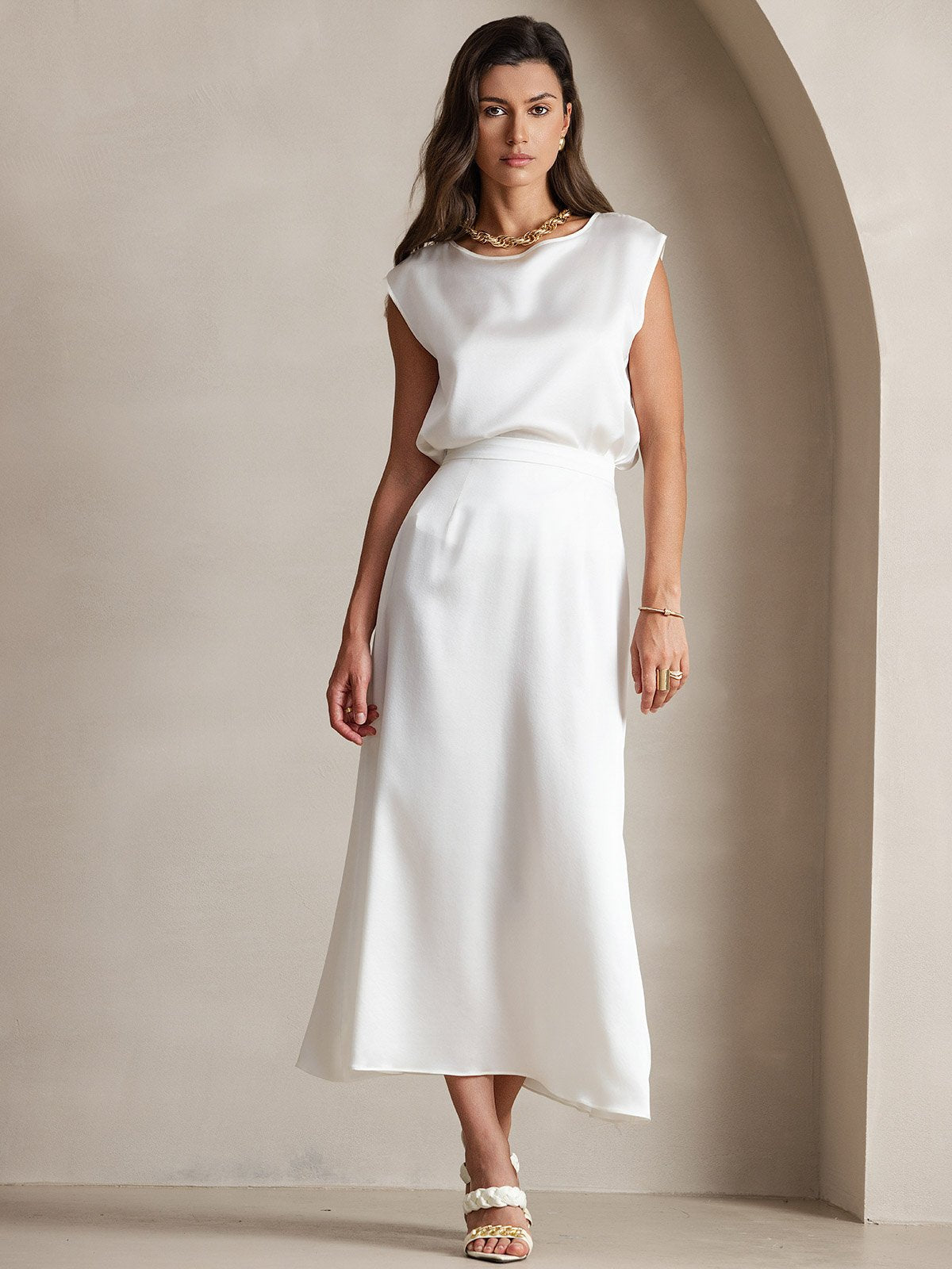[Bianco] SilkSilky-IT 19Momme Seta Skirt 003