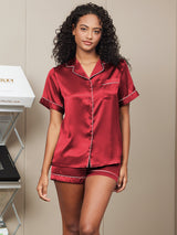 [Vino] SilkSilky-IT Short Sleeve Lapel Collar Pigiami da donna 004