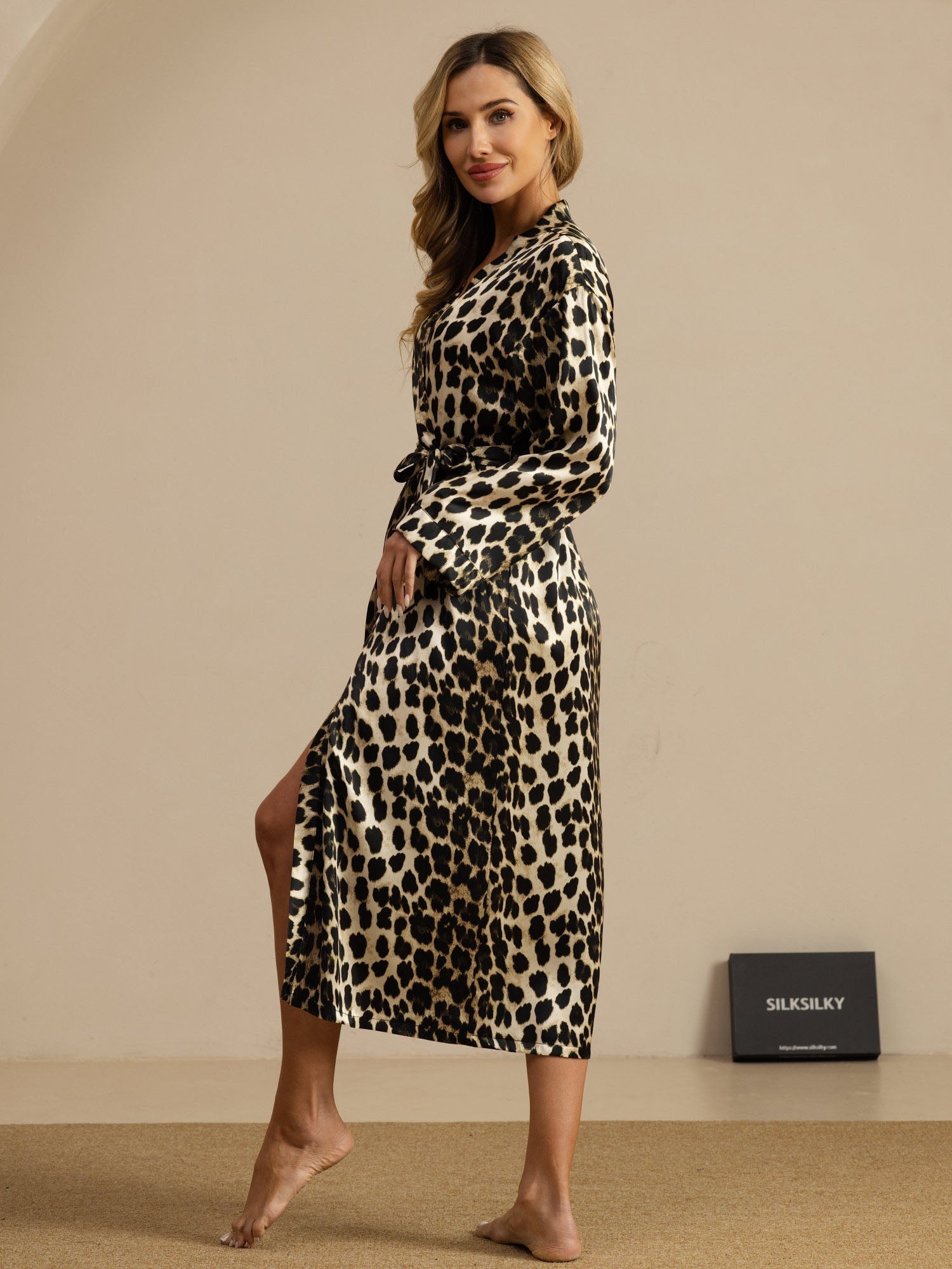 [Leopardo] SilkSilky-IT Manica lunga Vestaglia da donna 003
