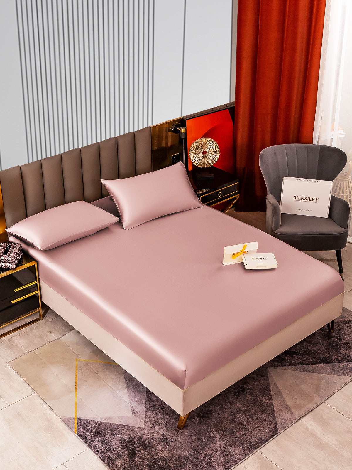 [Malva Pallido] SilkSilky-IT 22Momme Seta pura Bedding Set 002