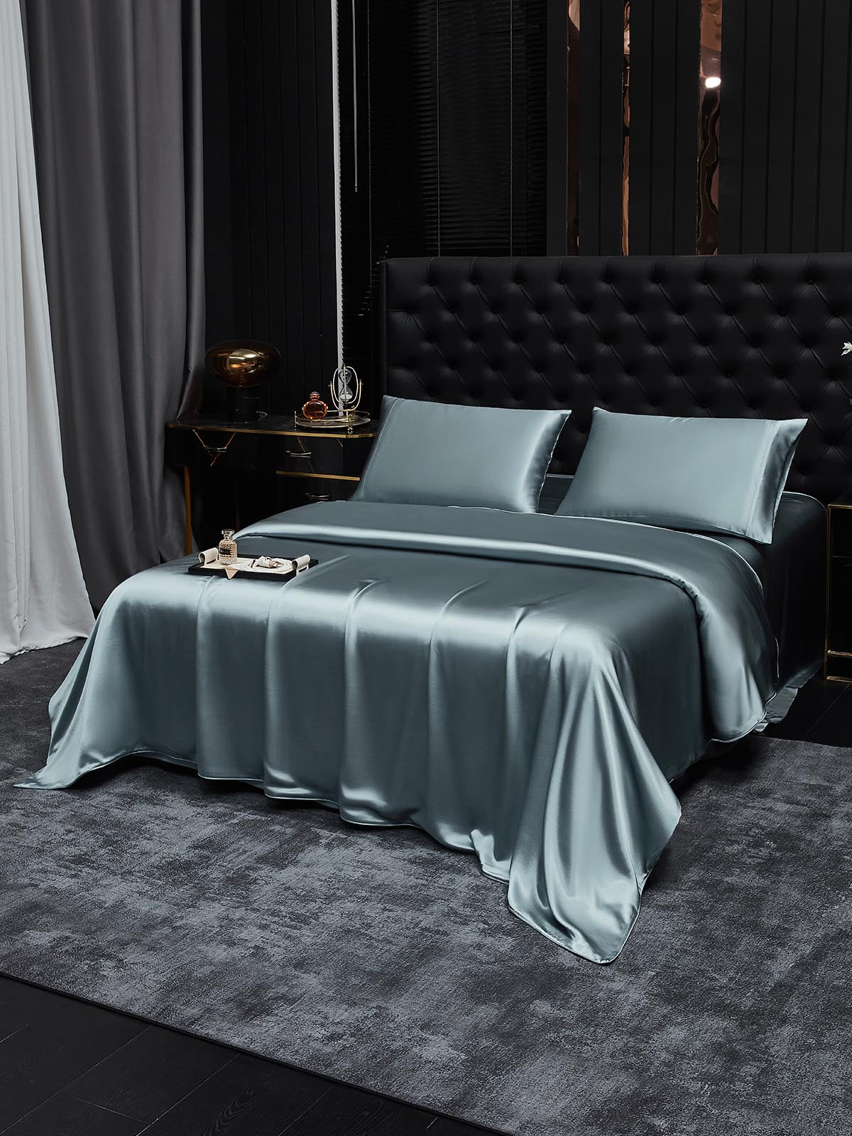 [Blu Grigiastro] SilkSilky-IT 19Momme Seta pura Bedding Set 002