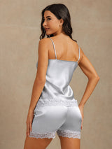 [Blu Grigiastro] SilkSilky-IT Sleeveless V Neck Set di Bretelle 002