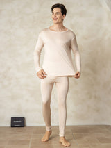 [Marrone Chiaro] SilkSilky-IT Long Sleeve Round Neck Intimo Lungo Uomo 003