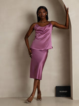 [Viola Scuro] SilkSilky-IT Spaghetti Strap Cowl Neck Cami 006
