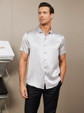 SilkSilky-IT-Seta-Maniche-Corte-Colletto-risvolto-Camicia-da-uomo-Argento-005