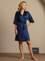 [Blu Scuro] SilkSilky-IT Half Sleeve Vestaglia da donna 003
