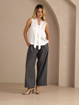 [Bianco] SilkSilky-IT Sleeveless Tie Neck Cami 007