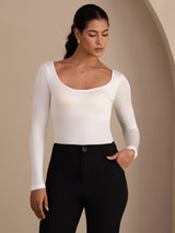 [Bianco] SilkSilky-IT Long Sleeve Collo a U Magliette donna 003