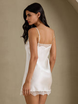 [Bianco] SilkSilky-IT Sleeveless Sweetheart Neck Camicia da notte 002