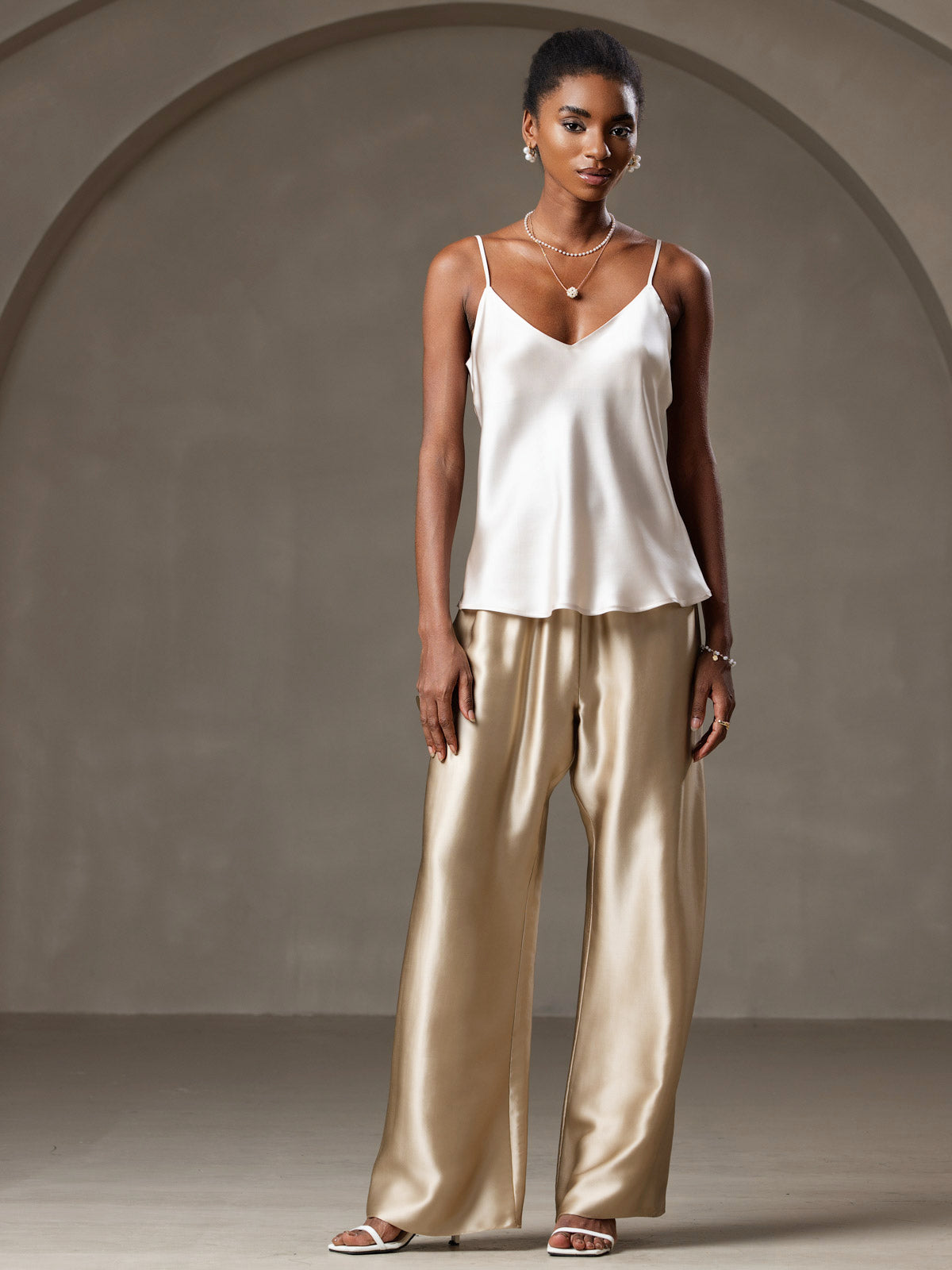[Beige] SilkSilky-IT Seta pura Camisoles 003