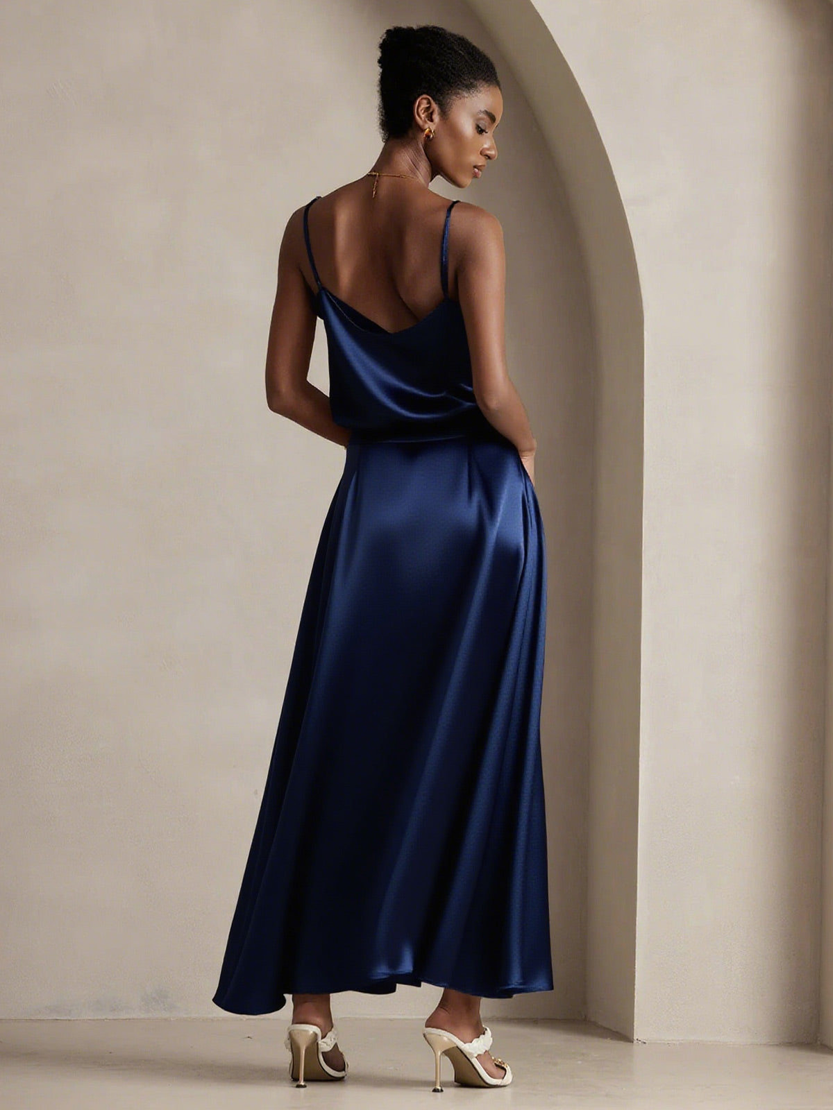 [Blu Scuro] SilkSilky-IT 19Momme Seta Skirt 002