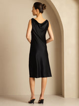 [Nero] SilkSilky-IT Sleeveless Cowl Neck Vestiti da donna 002