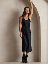 [Nero] SilkSilky-IT Sleeveless V Neck Vestiti da donna 006