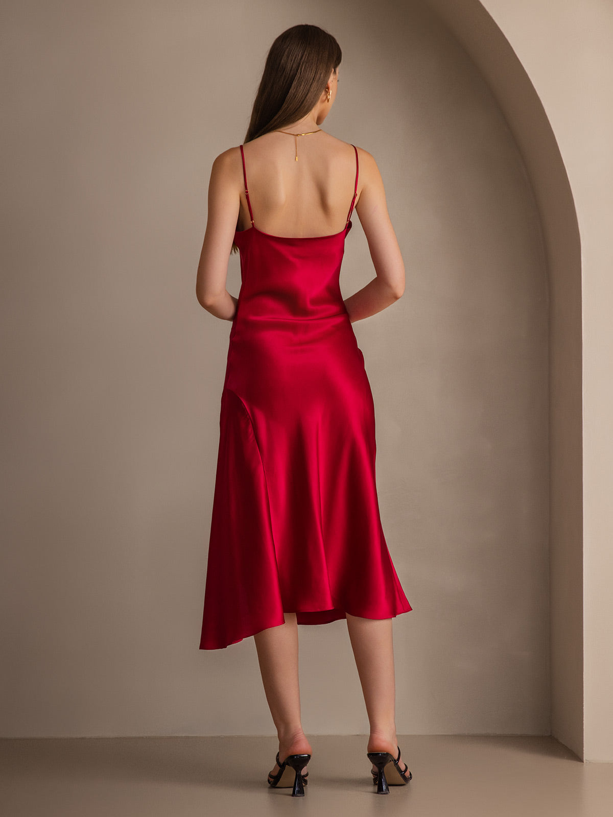 [Vino] SilkSilky-IT 19Momme Seta pura Collo drappeggiato Vestiti da donna 002