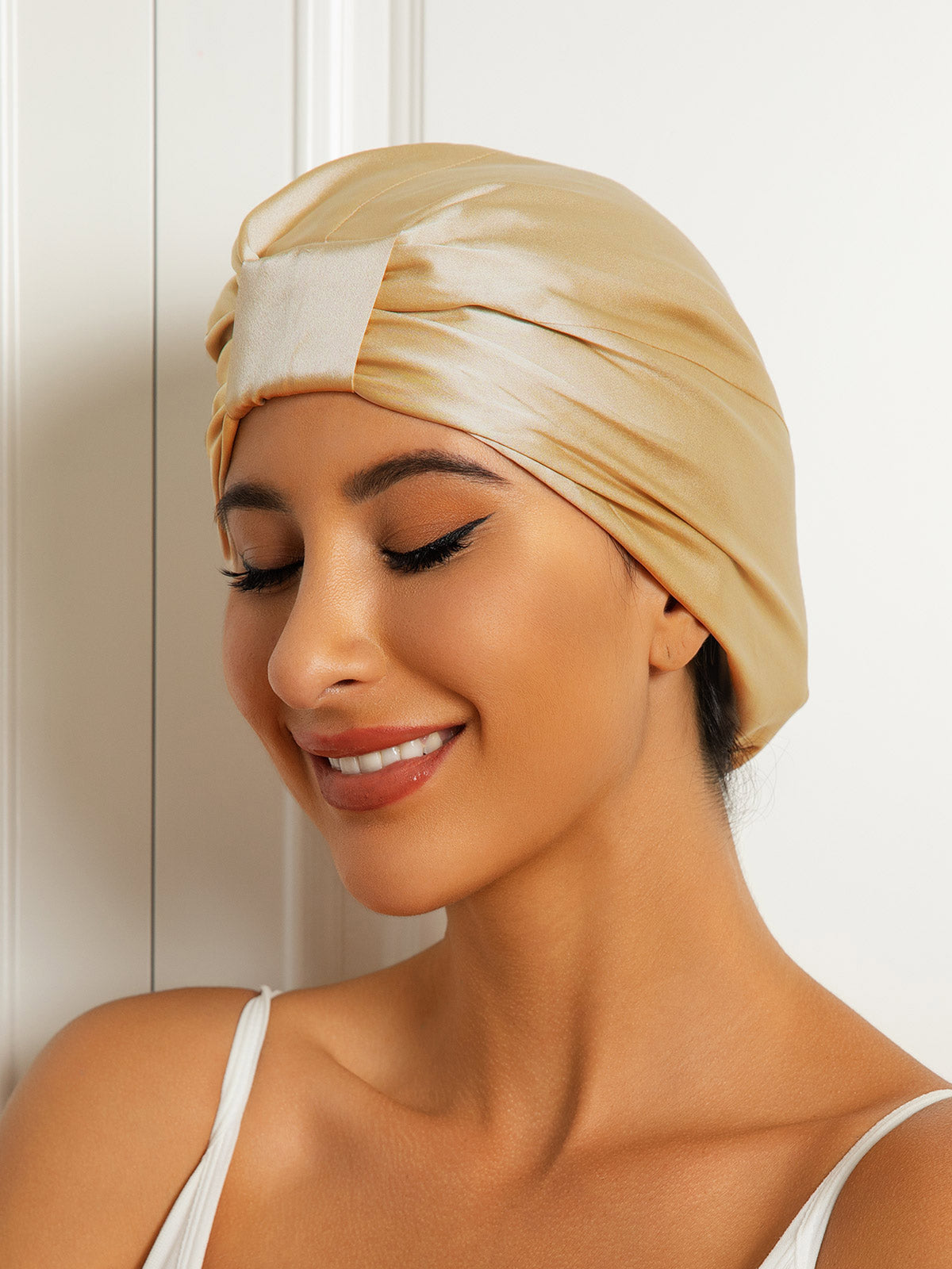 [Champagne] SilkSilky-IT Seta pura Sleep Cap 003