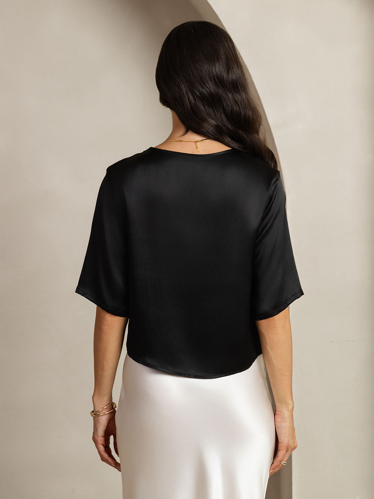 [Nero] SilkSilky-IT Seta pura Womens T-Shirt 002