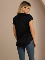 [Nero] SilkSilky-IT Short Sleeve Blouse 002