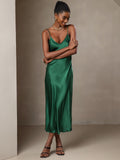 SilkSilky-IT Seta pura Senza maniche Dress Verde 005