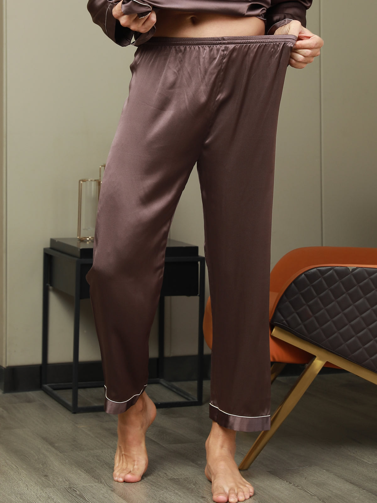 [Caffè] SilkSilky-IT Seta pura Mens Sleep Bottoms 004