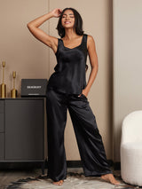 [Nero] SilkSilky-IT Senza maniche Scollo quadrato Set di Bretelle 001