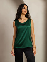 [Verde Scuro] SilkSilky-IT Sleeveless Round Neck Cami 001