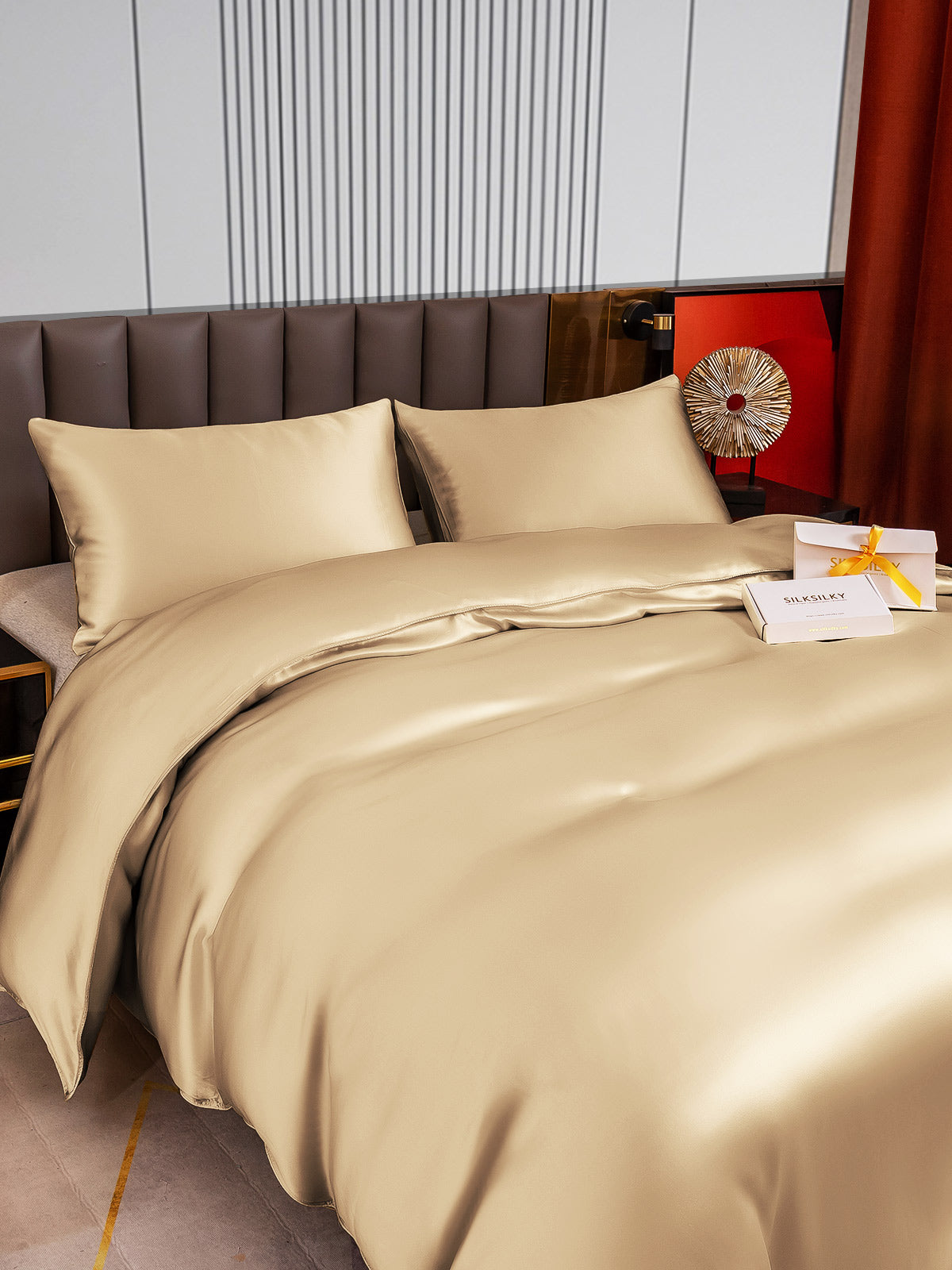 [Beige] SilkSilky-IT 22Momme Seta pura Bedding Set 003