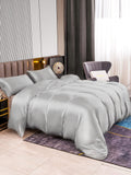 SilkSilky IT 22Momme Seta pura Bedding Set Argento 002