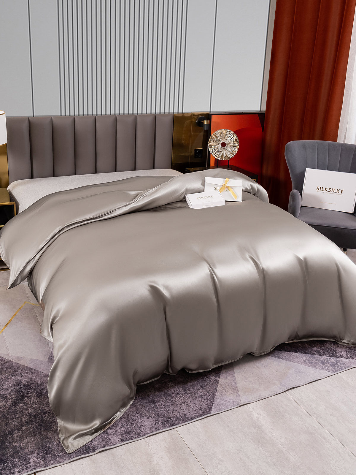 [Grigio] SilkSilky-IT 22Momme Seta pura Duvet Cover 003