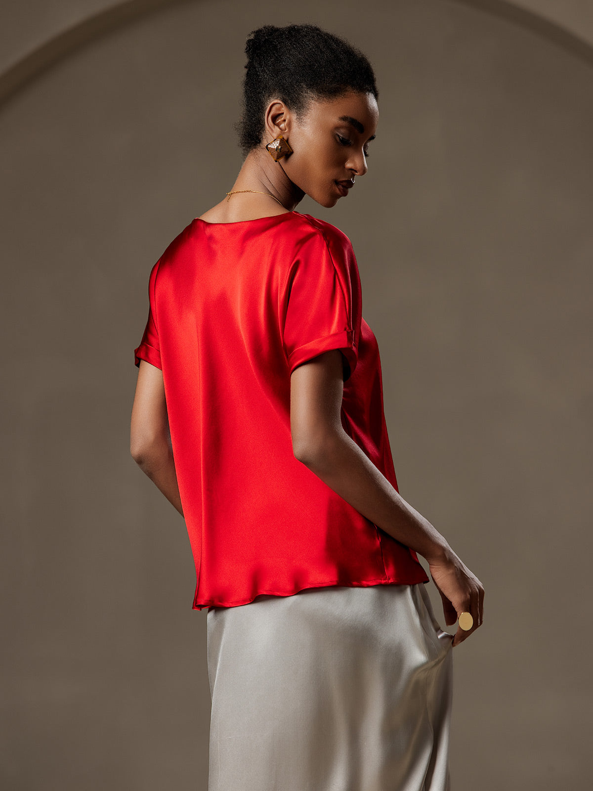 [Vino] SilkSilky-IT 19Momme Seta Womens T-Shirt 002,