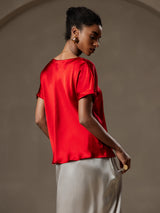 [Vino] SilkSilky-IT 19Momme Maniche Corte Scollo barchetta Magliette donna 002