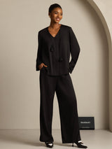 [Nero] SilkSilky-IT Long Sleeve V Neck Bluse 006
