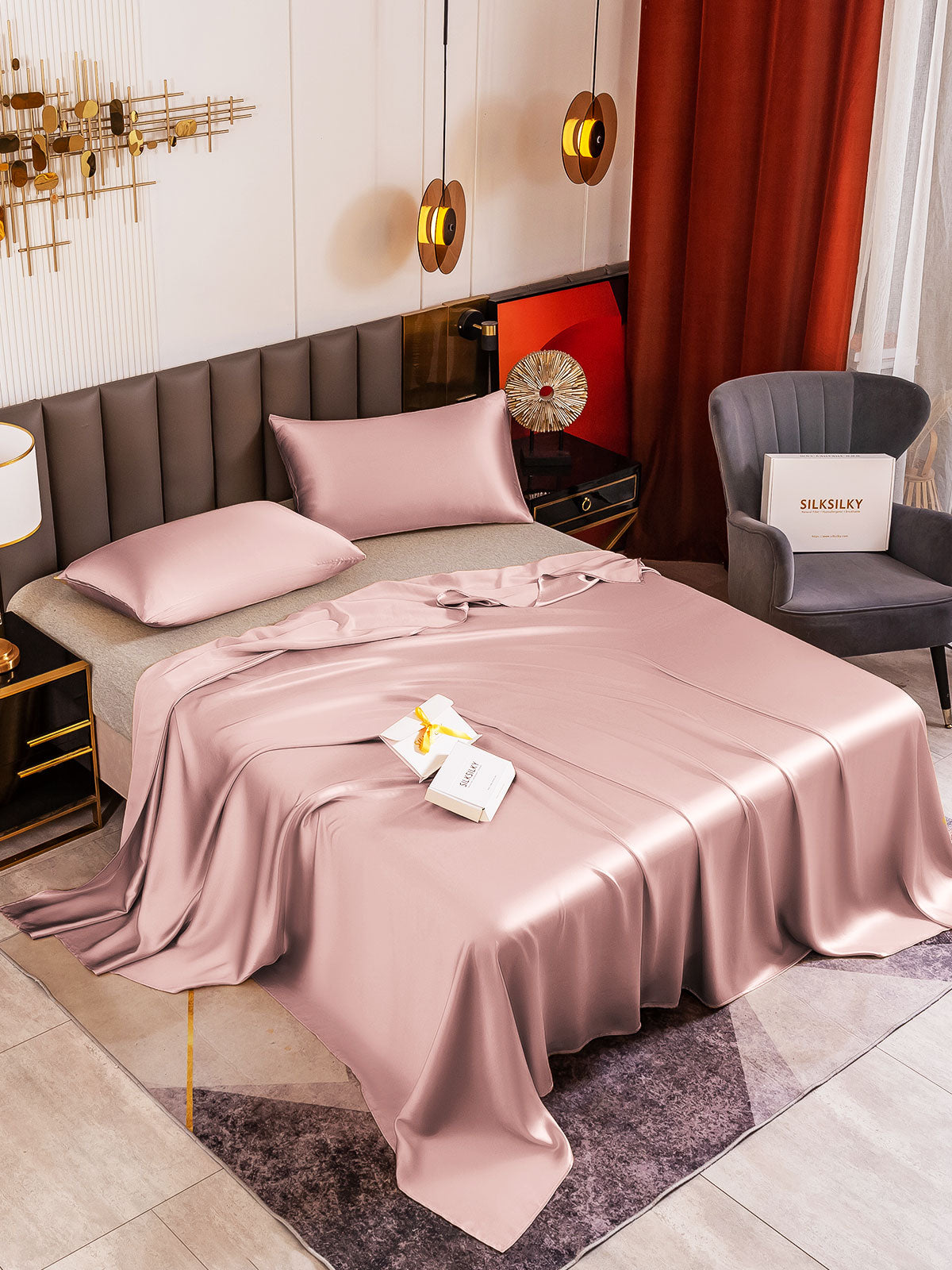 [Malva Pallido] SilkSilky-IT 19Momme Seta pura Bedding Set 001
