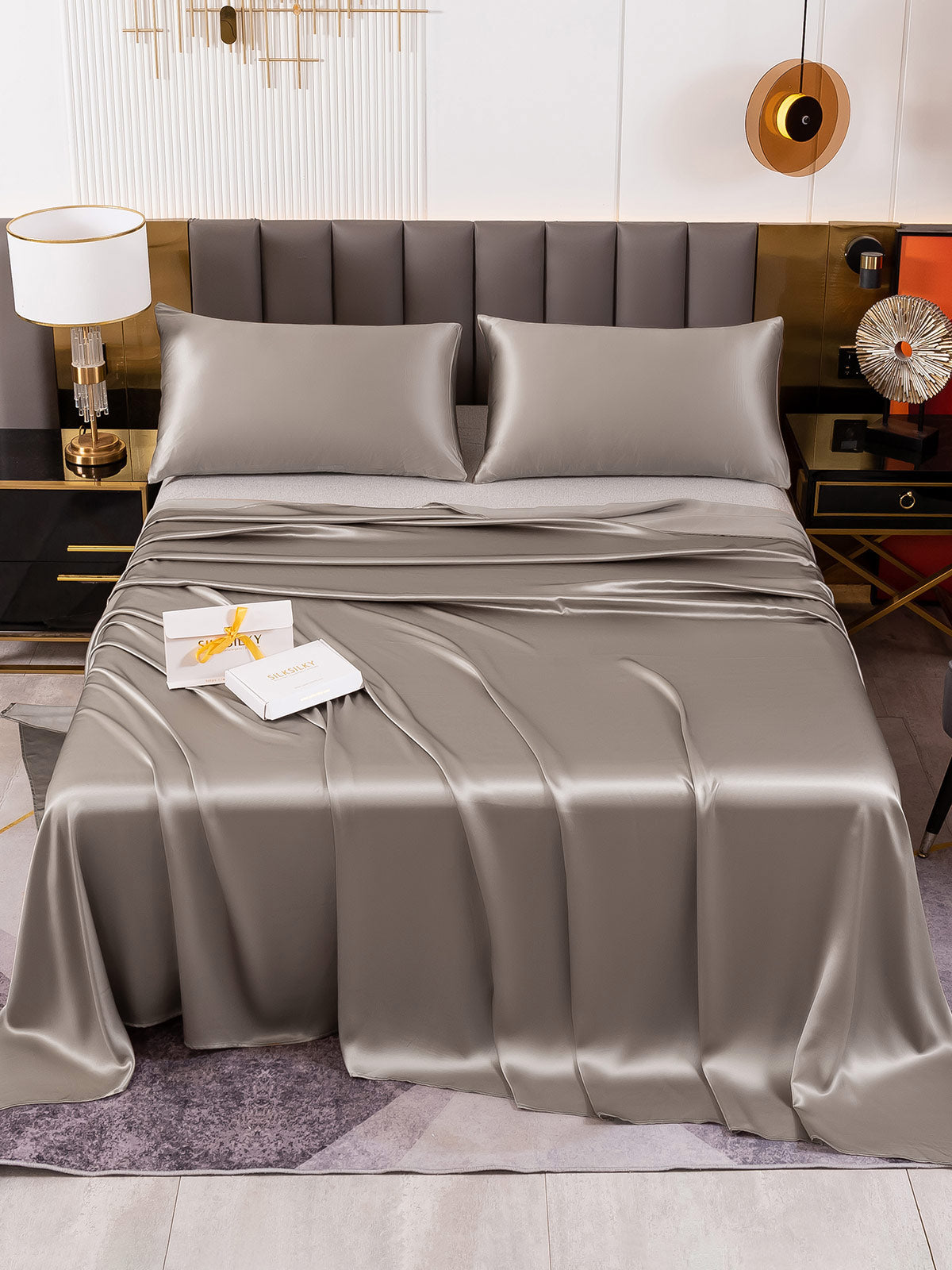 [Grigio] SilkSilky-IT 19Momme Seta pura Bedding Set 002