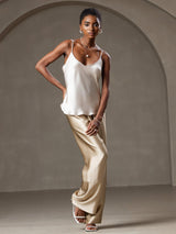 [Beige] SilkSilky-IT Spaghetti Strap V Neck Cami 003
