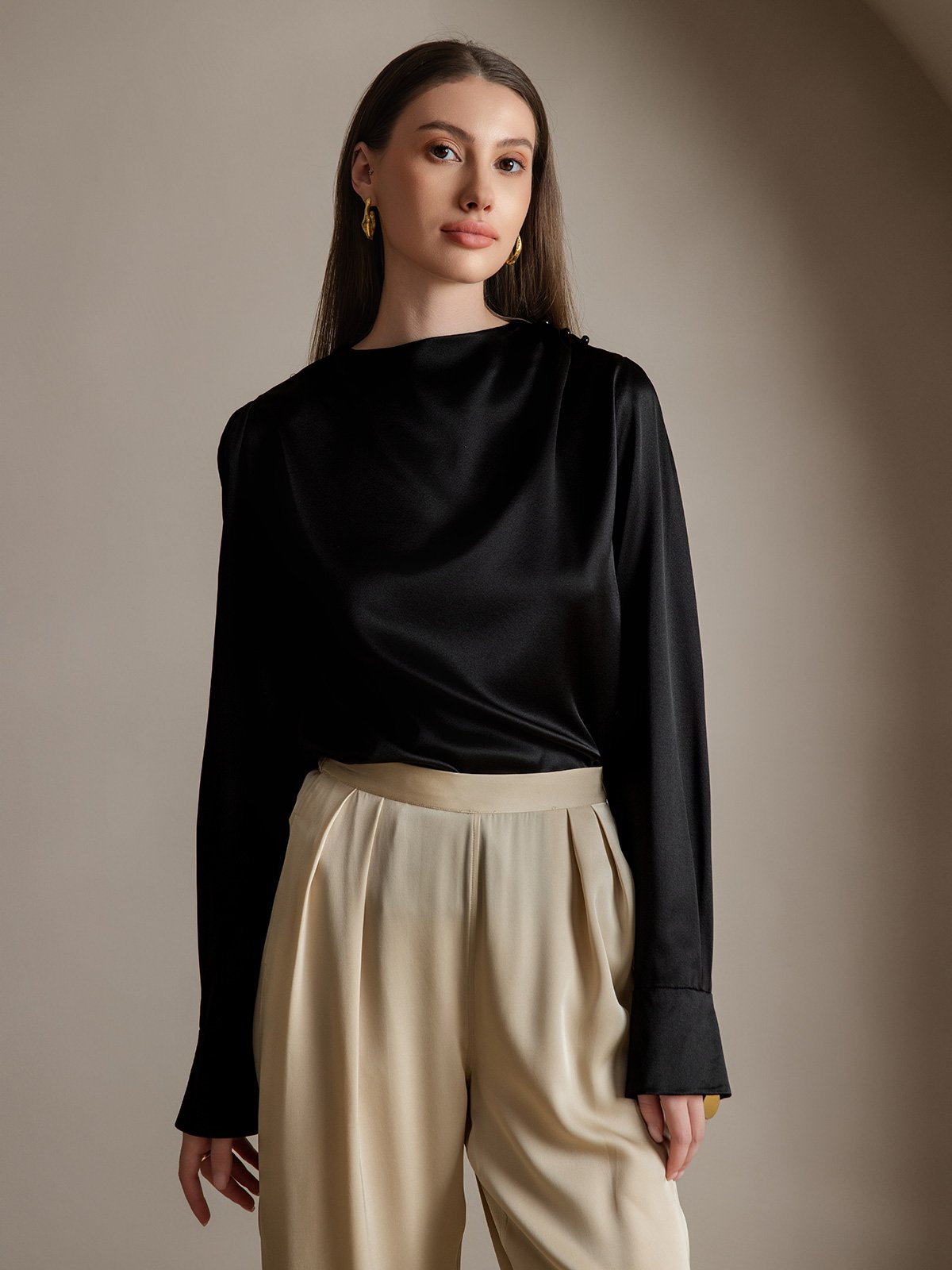 [Nero] SilkSilky-IT 19Momme Seta Womens Shirt 001