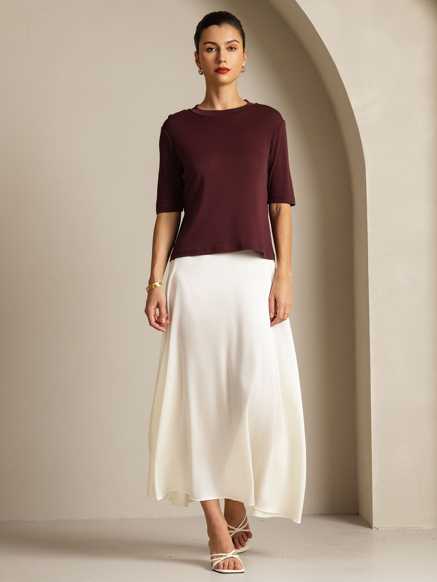 [Vino Windsor] SilkSilky-IT Seta pura Womens T-Shirt 007