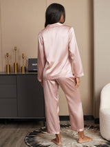 [Rosa] SilkSilky-IT Long Sleeve Lapel Collar Pigiami da donna 002
