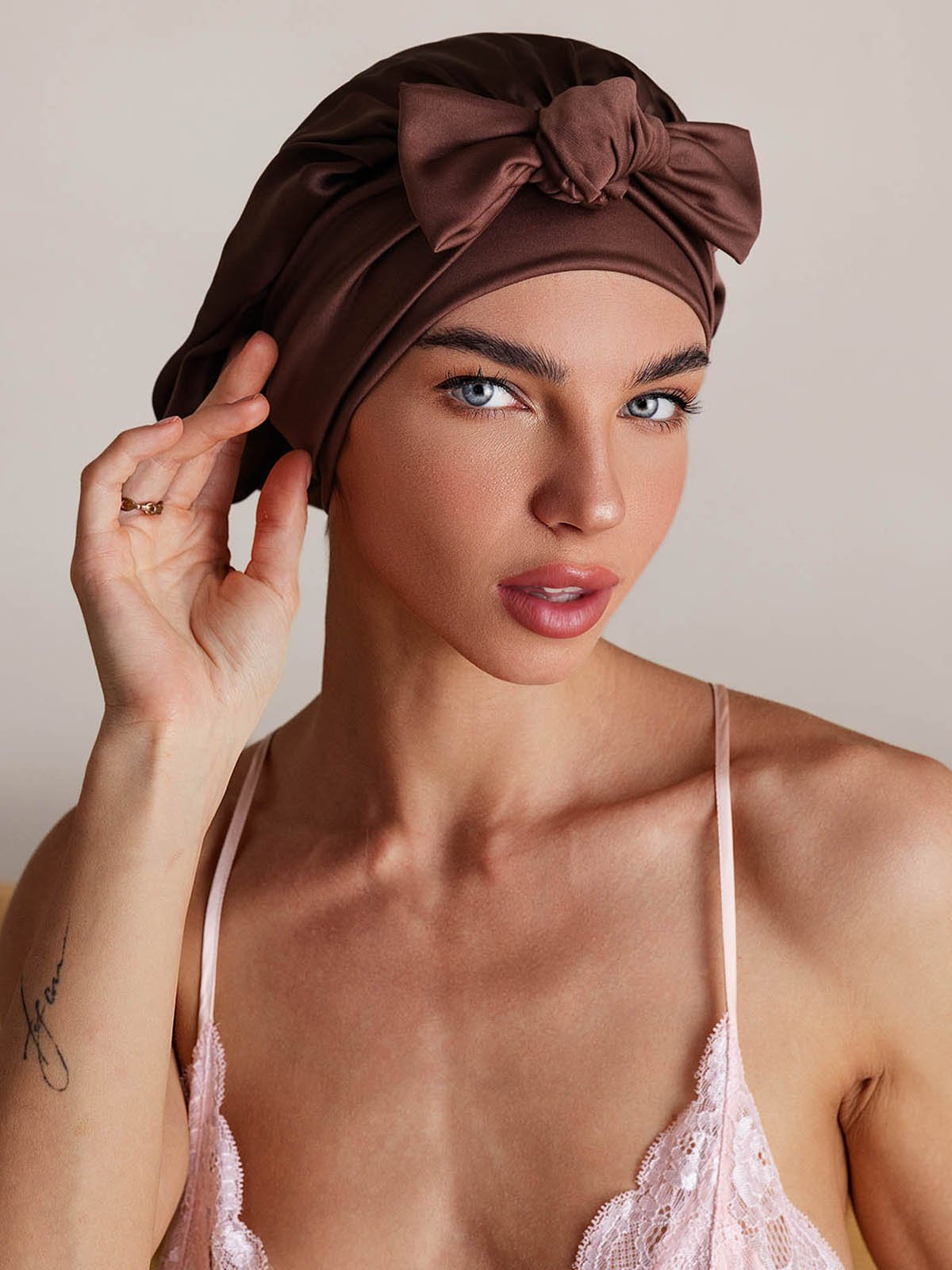 SilkSilky-IT Seta pura Sleep Cap Caffè 003