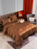 SilkSilky IT 22Momme Seta pura Bedding Set Caffè 002