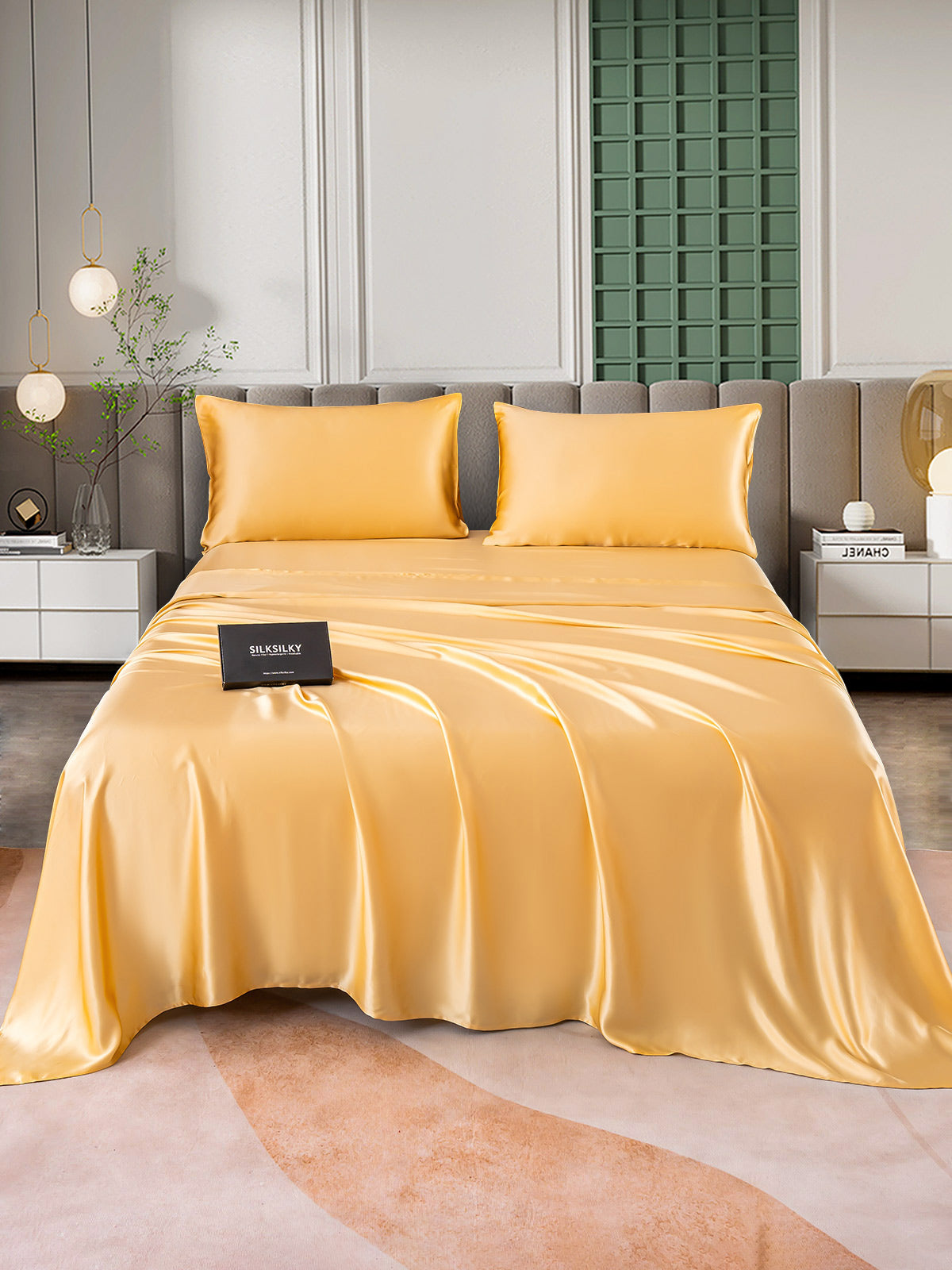 [Champagne] SilkSilky-IT 25Momme Seta pura Bedding Set 001