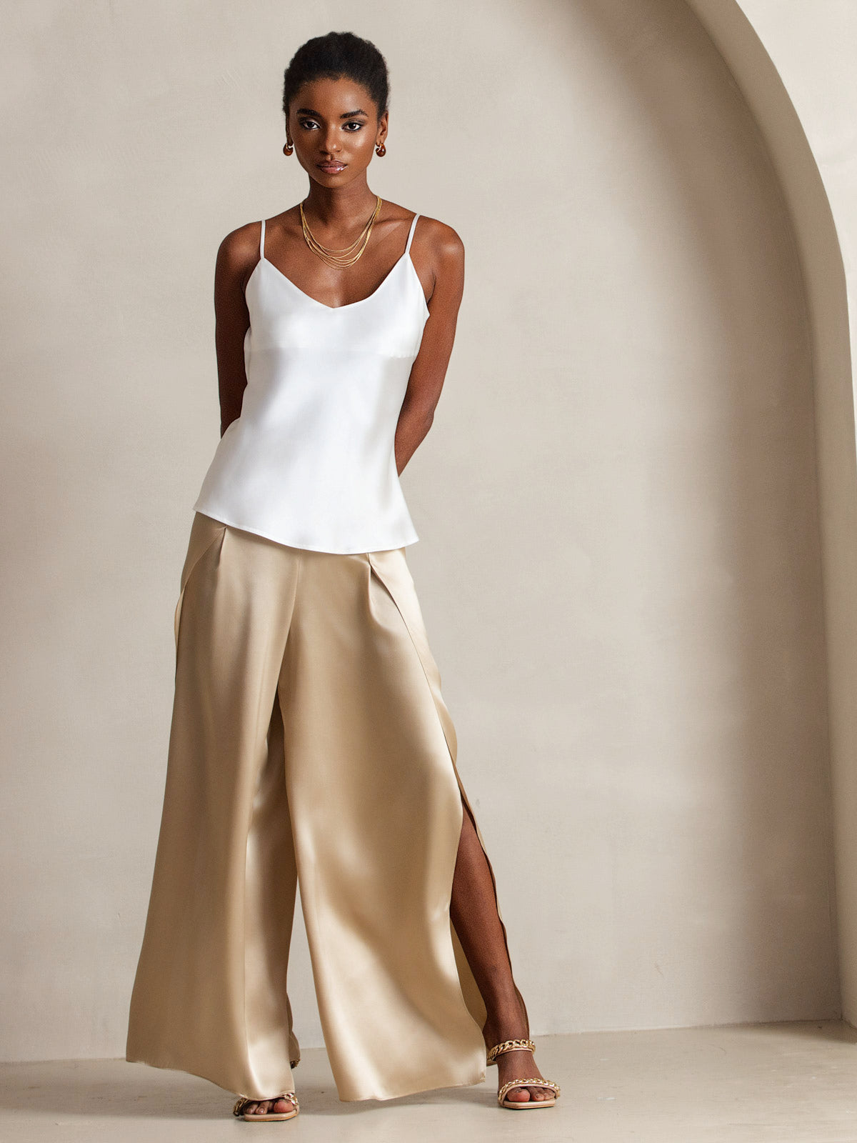 [Bianco] SilkSilky-IT Seta pura Camisoles 004