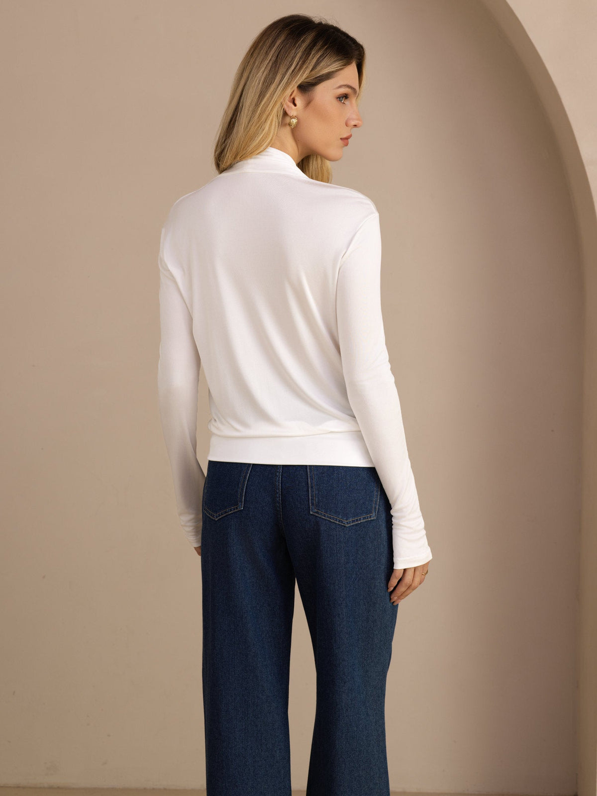 [Bianco] SilkSilky-IT Long Sleeve Bluse 002