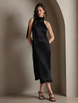 [Nero] SilkSilky-IT Sleeveless Halter Vestiti da donna 006